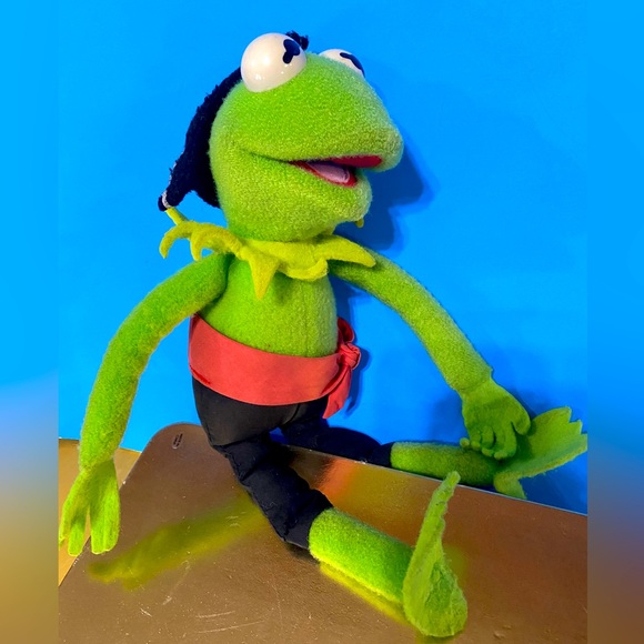 SESAME STREET VTG 90’s KERMIT THE FROG PIRATE JIM HENSON MUPPET PLUSH 12” - Picture 2 of 14
